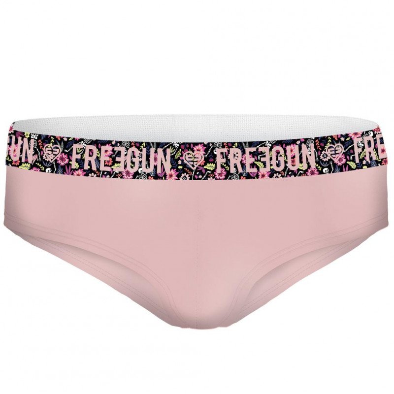 FREEGUN Shorty Femme Coton bio SQUELETTE Rose