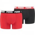 PUMA Lot de 2 Boxers Homme Coton BASIC21 Noir Rouge
