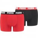 PUMA Lot de 2 Boxers Homme Coton BASIC 21 Noir Rouge