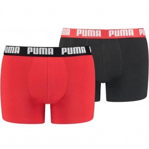 PUMA Lot de 2 Boxers Homme Coton BASIC21 Noir Rouge