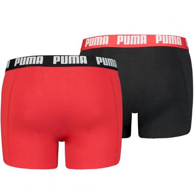 PUMA Lot de 2 Boxers Homme Coton BASIC 21 Noir Rouge