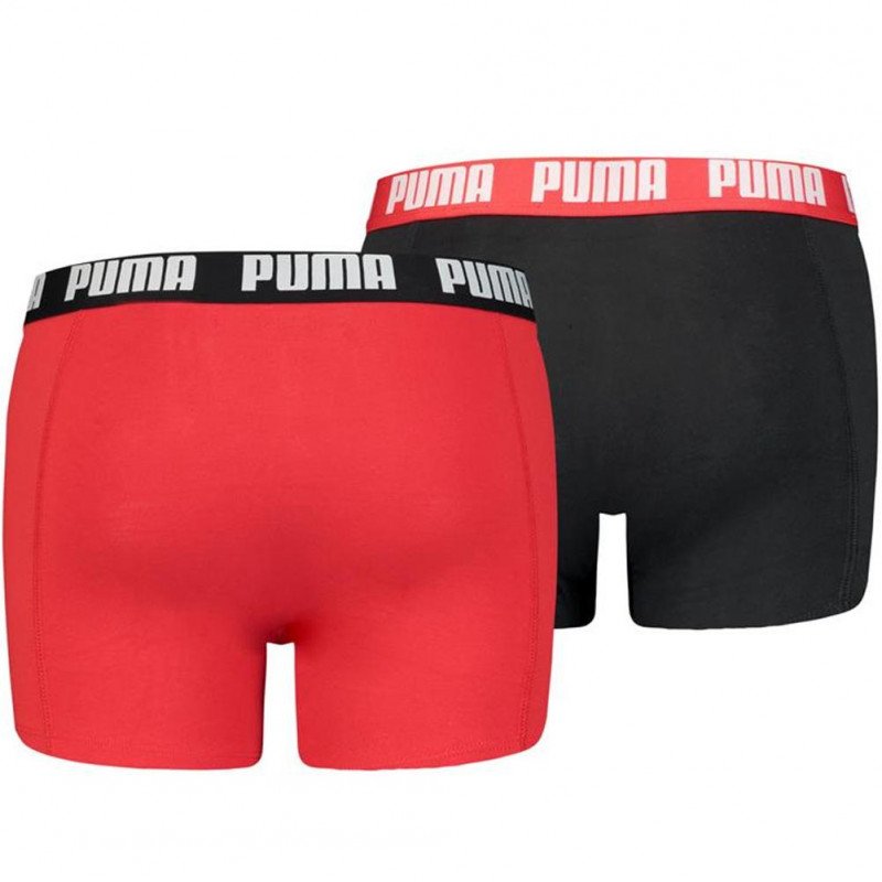 PUMA Lot de 2 Boxers Homme Coton BASIC21 Noir Rouge