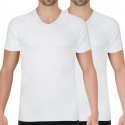 LOT DE 2 T-shirt manches courtes col en V Vêtements Homme BASIC Blanc et Uni