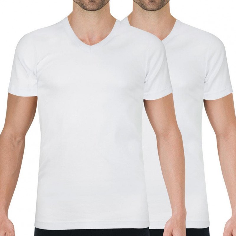 ATHENA lot de 2 T-shirts Col V Homme Coton bio BASIC Blanc