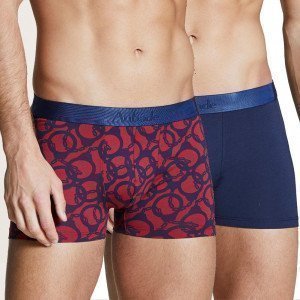 AUBADEMEN Lot de 2 Boxers Homme Coton Modal DUO BORD Bordeaux Bleu