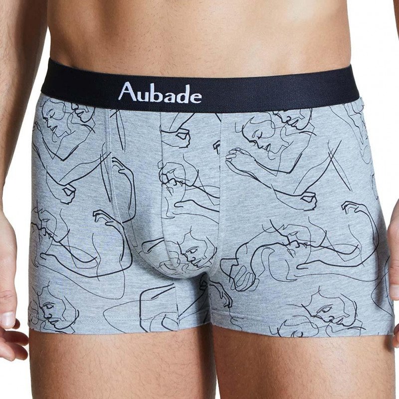 AUBADEMEN 2 Boxers Homme Coton Modal DUO LOVE Souris Bordeaux