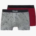 AUBADEMEN 2 Boxers Homme Coton Modal DUO LOVE Souris Bordeaux