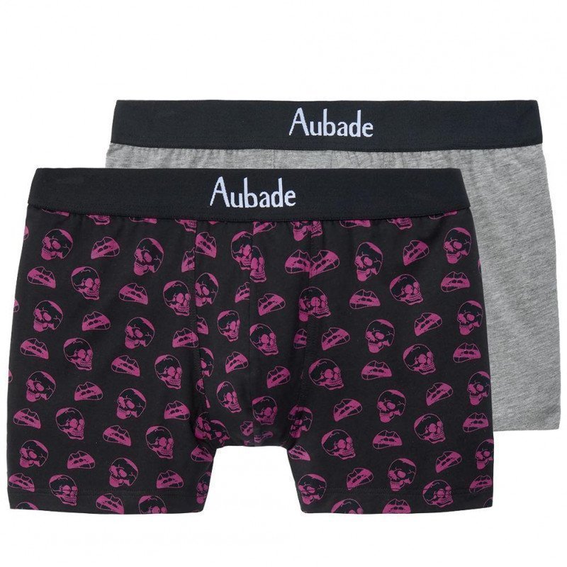 AUBADEMEN Lot de 2 Boxers Homme Coton Modal DUO NESK Noir Souris