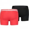 PUMA Lot de 2 Boxers Homme Coton PLACED LOGO Rouge Noir