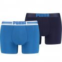 PUMA Lot de 2 Boxers Homme Coton PLACED LOGO Marine Bleu