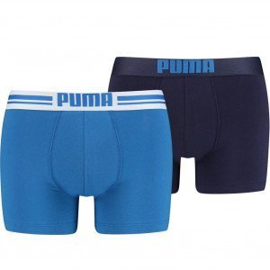 PUMA Lot de 2 Boxers Homme Coton PLACED LOGO Marine Bleu