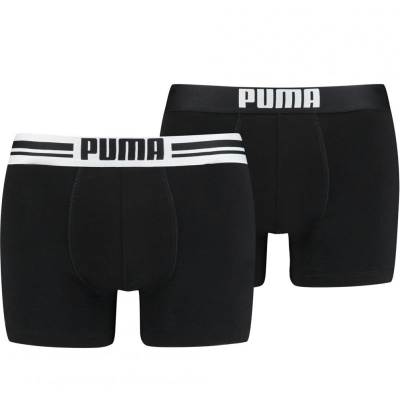 PUMA Lot de 2 Boxers Homme Coton PLACED LOGO22 Noir