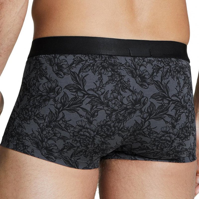 AUBADEMEN Shorty Homme Coton Modal TATTOO FLOWER Gris