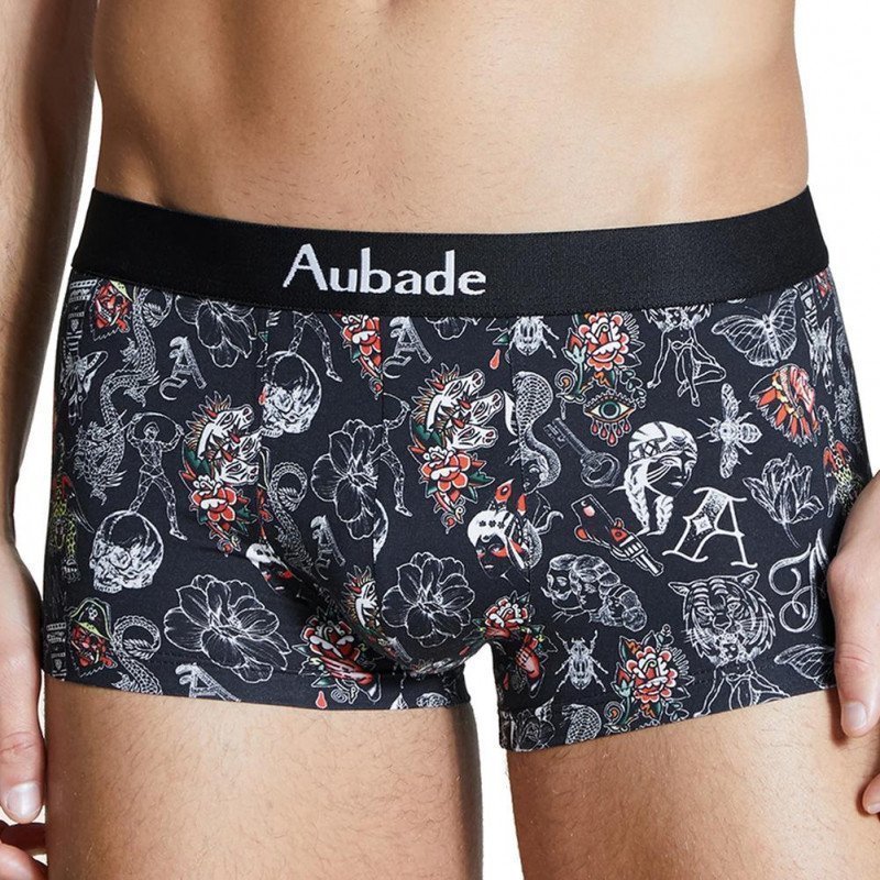 AUBADEMEN Shorty Homme Coton Modal BLACKART Noir