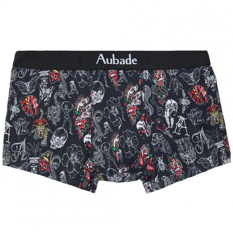 AUBADEMEN Shorty Homme Coton Modal BLACKART Noir