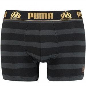 PUMA Boxer Homme Coton RAYURES Noir Or OLYMPIQUE DE MARSEILLE