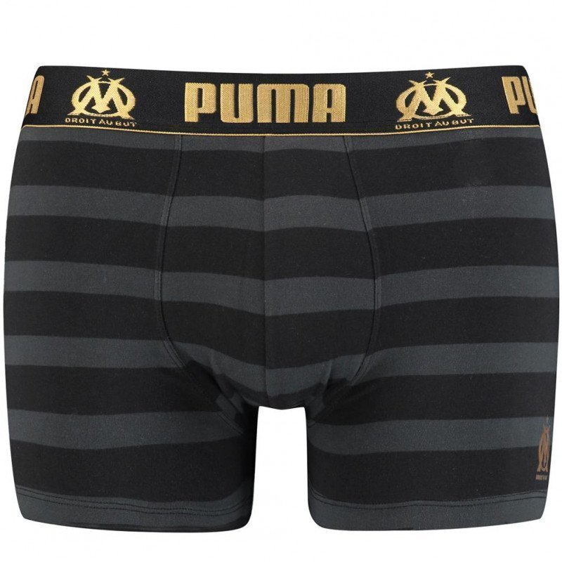 PUMA Boxer Homme Coton RAYURES Noir Or OLYMPIQUE DE MARSEILLE