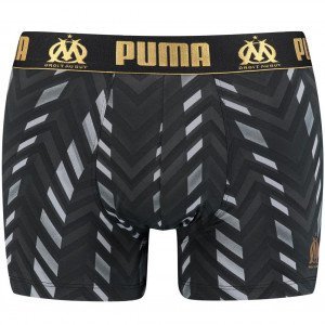 PUMA Boxer Homme Microfibre CHEVRONS Noir Or OLYMPIQUE MARSEILLE