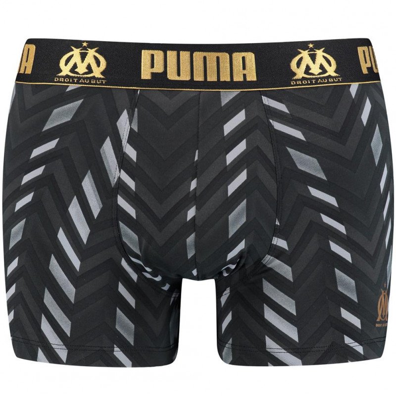 PUMA Boxer Homme Microfibre CHEVRONS Noir Or OLYMPIQUE DE MARSEILLE