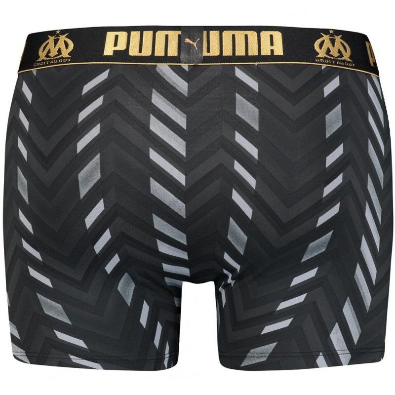 PUMA Boxer Homme Microfibre CHEVRONS Noir Or OLYMPIQUE DE MARSEILLE