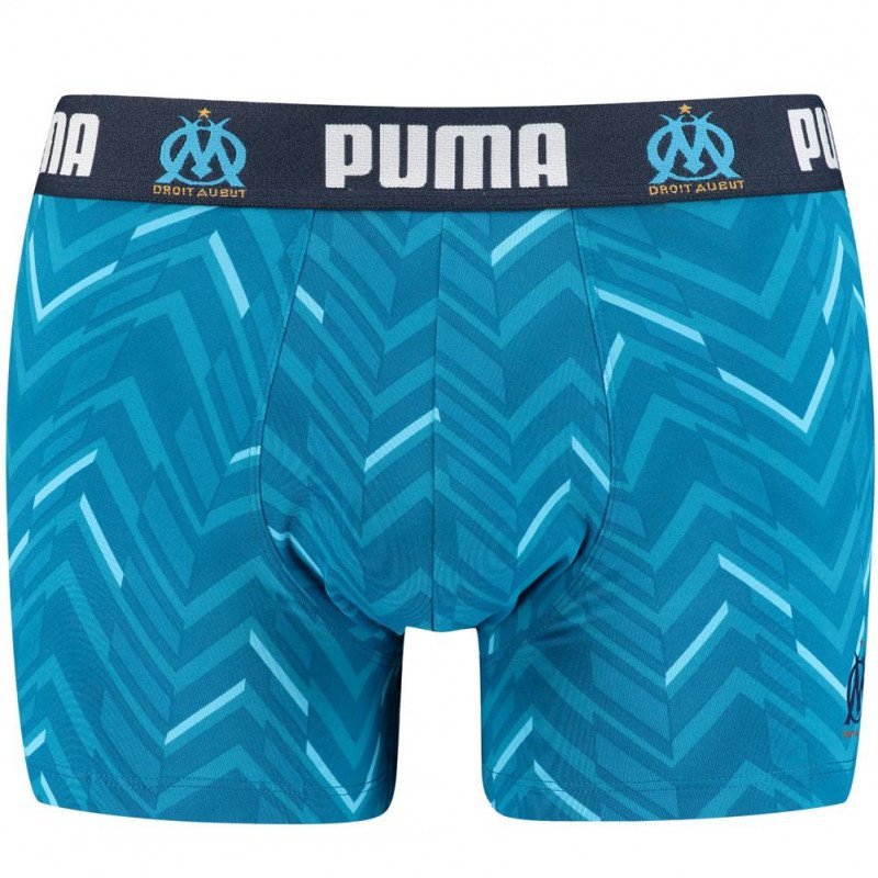 PUMA Boxer Homme Microfibre CHEVRONS Bleu Blanc OLYMPIQUE DE MARSEILLE