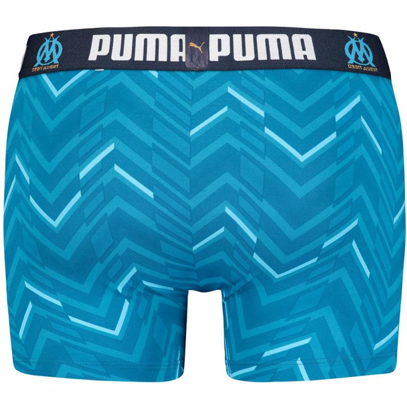 PUMA Boxer Homme Microfibre CHEVRONS Bleu Blanc OLYMPIQUE DE MARSEILLE