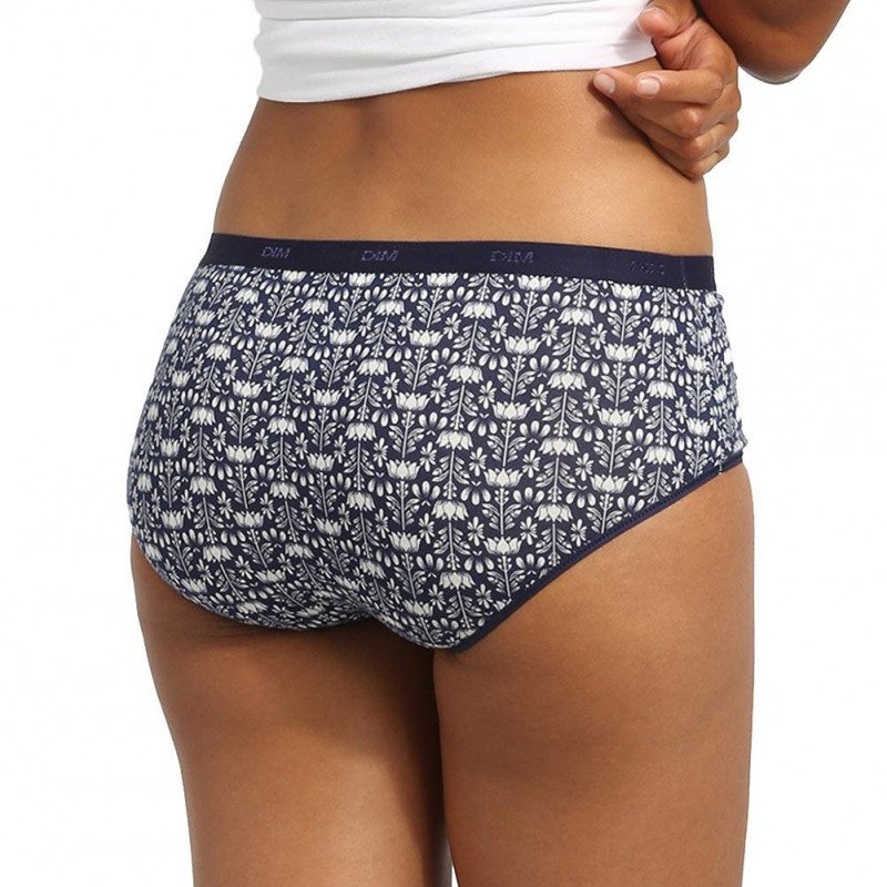 DIM 3 Boxers Femme Coton POCKETS STRETCH Poupées Marine Bordeaux