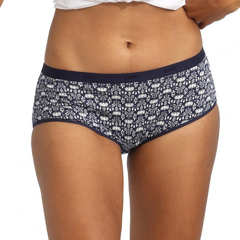 DIM 3 Boxers Femme Coton POCKETS STRETCH Poupées Marine Bordeaux