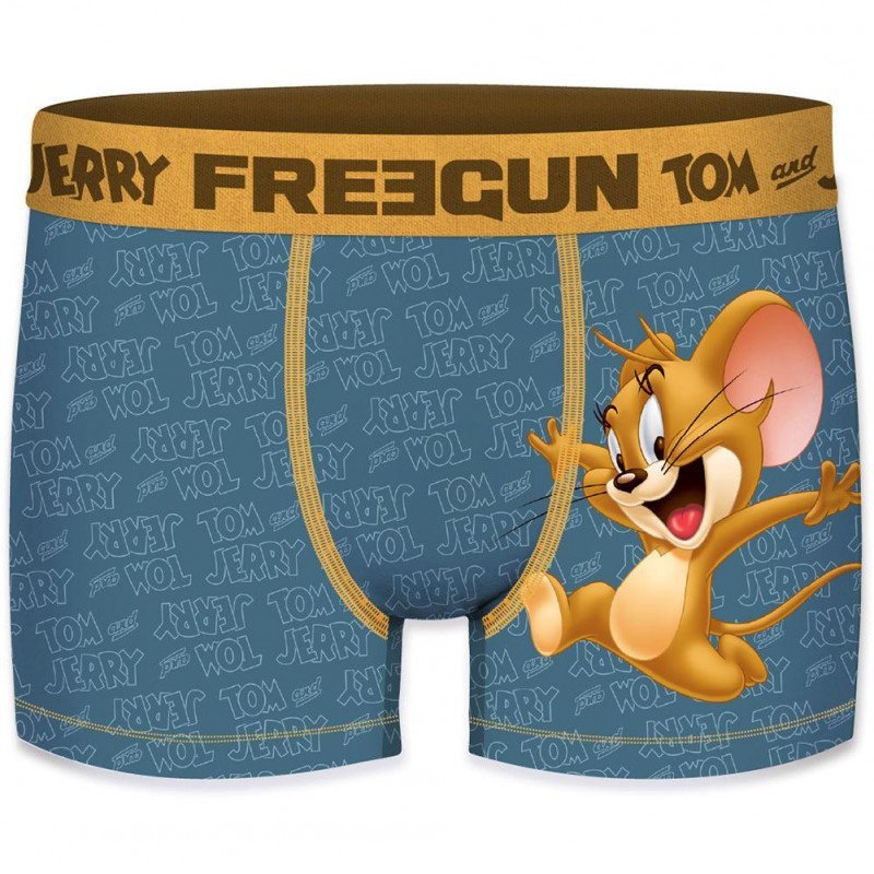 FREEGUN Boxer Homme Microfibre FOUR Bleu Jaune TOM AND JERRY