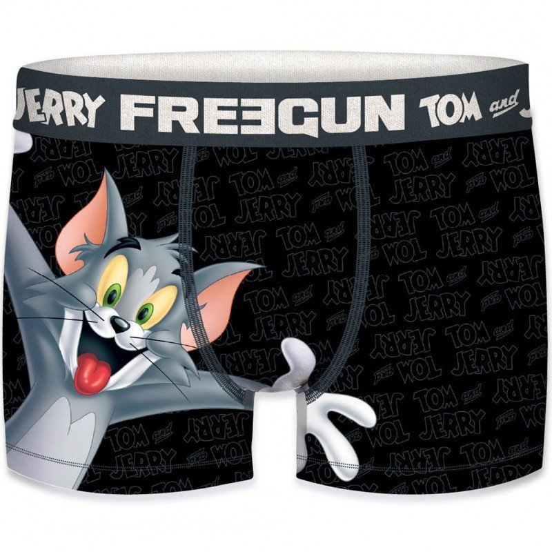 FREEGUN Boxer Homme Microfibre THREE Noir Gris TOM AND JERRY