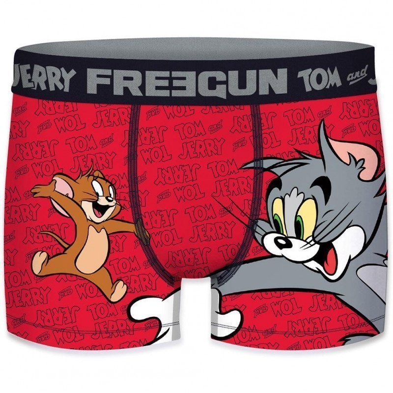 FREEGUN Boxer Homme Microfibre TWO Rouge Gris TOM AND JERRY