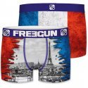 FREEGUN Boxer Homme Microfibre FRAPR98 Bleu Rouge PREMIUM