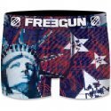 FREEGUN Boxer Homme Microfibre USAPR99 Bleu Rouge PREMIUM