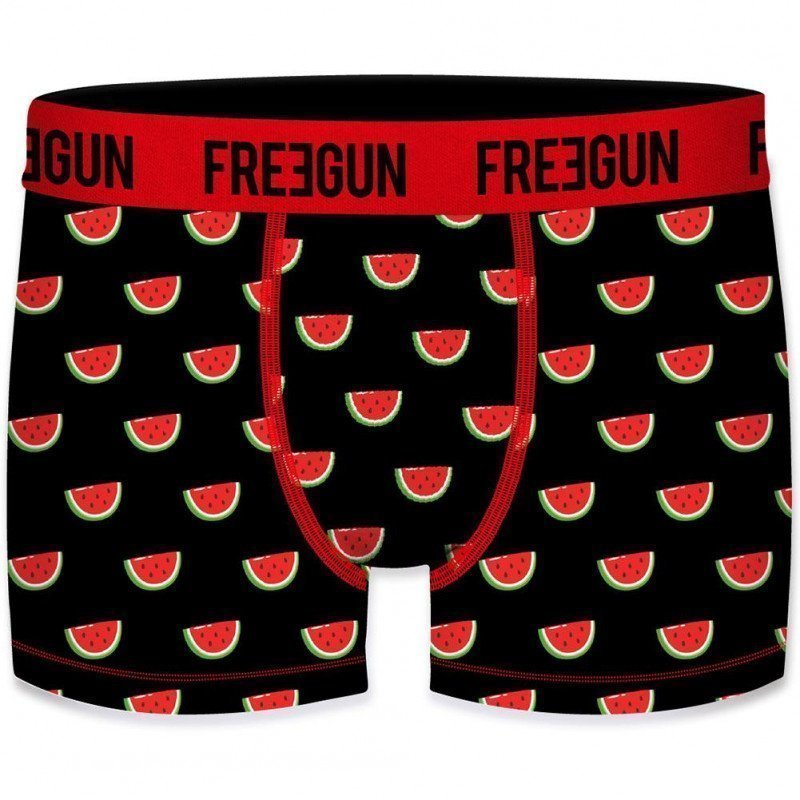 FREEGUN Boxer Homme Coton bio BCBASS1 PASTEQUE Noir Rouge