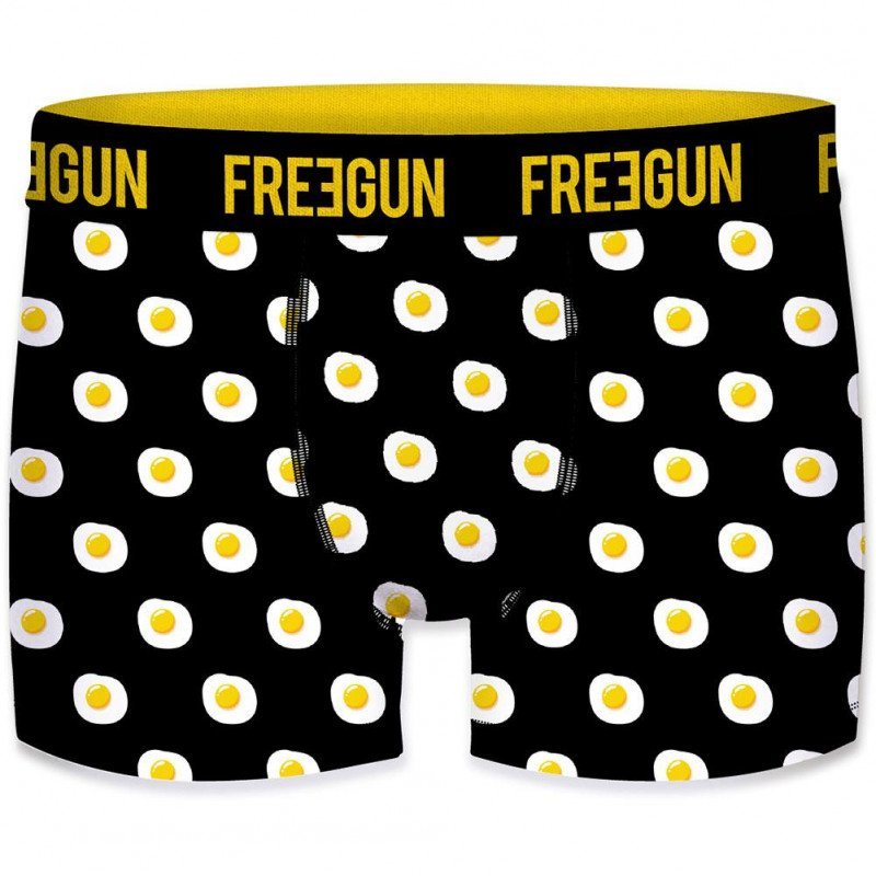 FREEGUN Boxer Homme Coton bio BCBASS1 OEUF Noir Jaune