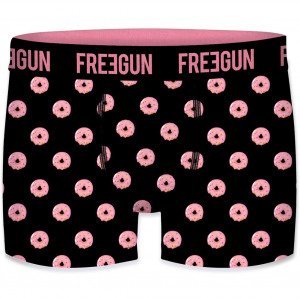 FREEGUN Boxer Homme Coton bio BCBASS1 DONUT Noir Rose