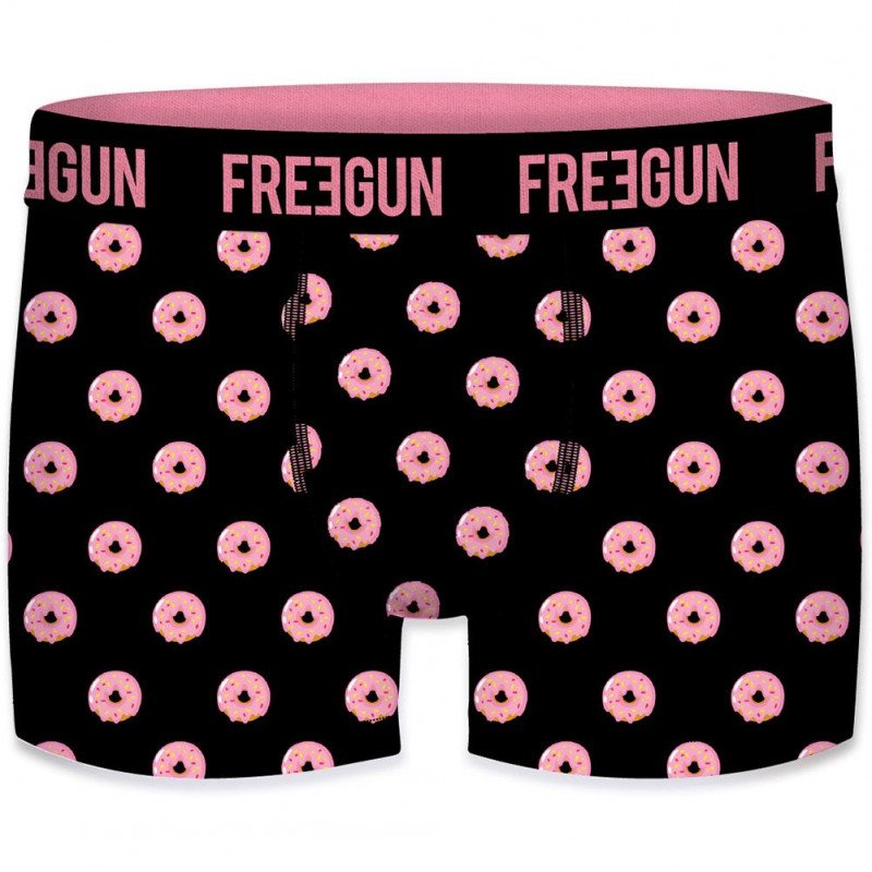 FREEGUN Boxer Homme Coton bio BCBASS1 DONUT Noir Rose