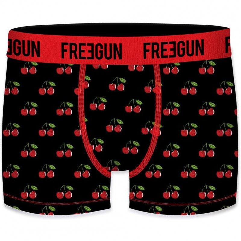 FREEGUN Boxer Homme Coton bio BCBASS1 CERISE Noir Rouge