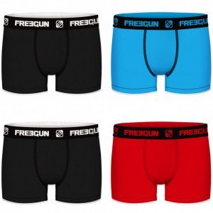 FREEGUN Lot de 4 Boxers Homme Coton PACKX4 Noir Bleu Noir Rouge