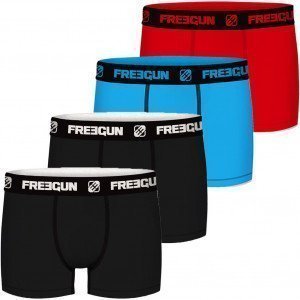 FREEGUN Lot de 4 Boxers Homme Coton PACKX4 Noir Bleu Noir Rouge
