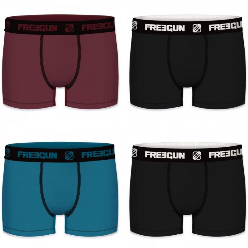 LOT DE 4 Boxer Sous-vêtements Homme BCEX4 Noir et Bordeaux