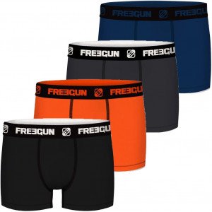 FREEGUN 4 Boxers Homme Coton PACKX4 Orange Gris Marine Noir