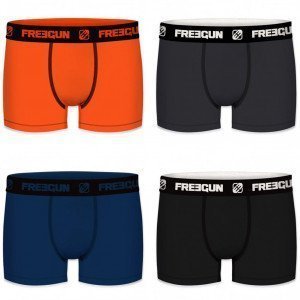 FREEGUN 4 Boxers Homme Coton PACKX4 Orange Gris Marine Noir