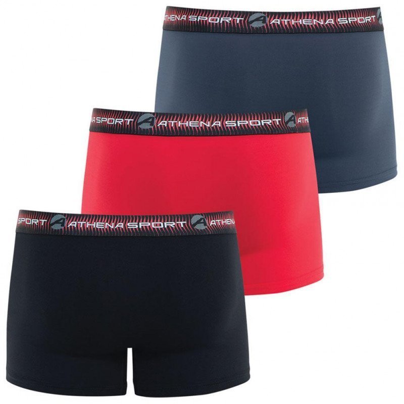 ATHENA Lot de 3 Boxers Homme Microfibre TRAINING Rouge Noir