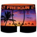 FREEGUN Boxer Homme Microfibre BAN Violet Orange PREMIUM