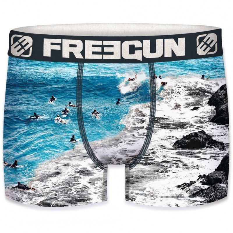 FREEGUN Boxer Homme Microfibre NAG Bleu Gris PREMIUM