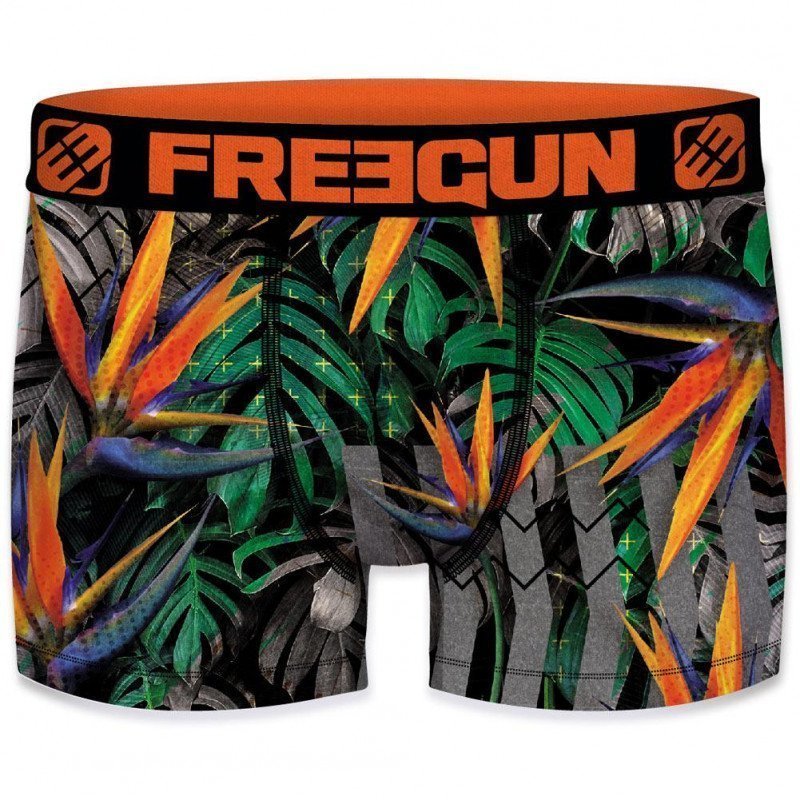 FREEGUN Boxer Homme Microfibre SUM Gris Orange PREMIUM