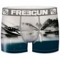 FREEGUN Boxer Homme Microfibre WAK Gris Bleu PREMIUM