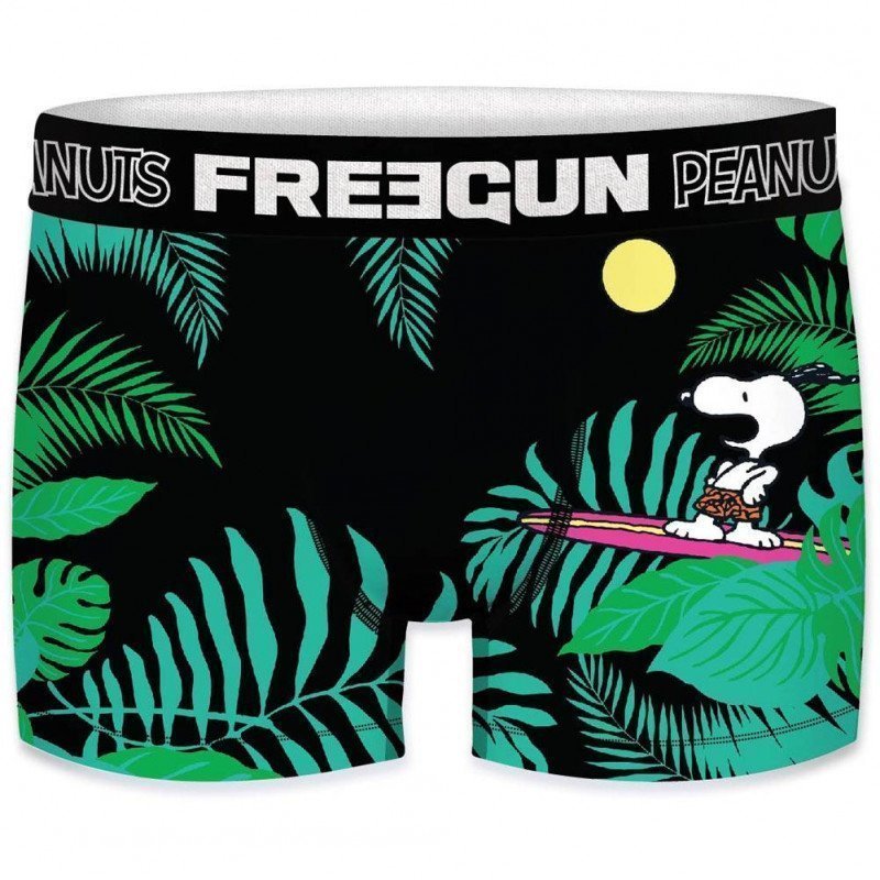 FREEGUN Boxer Homme Microfibre TRO Vert Noir SNOOPY