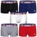 UMBRO Lot de 5 Boxers Homme Coton UMBCEX5ASS1 Noir Bleu Blanc Gris Rouge